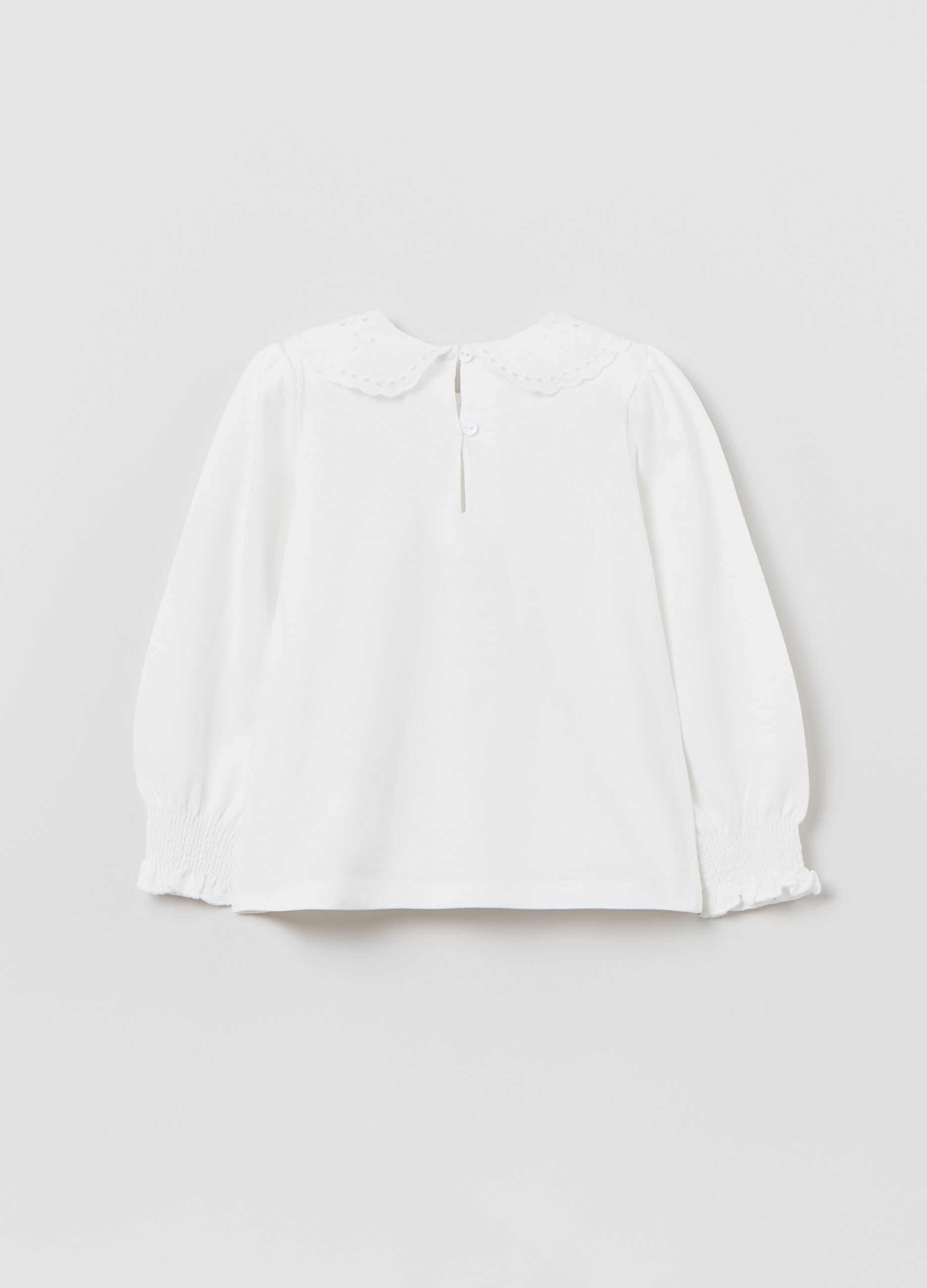 T-shirt con colletto in sangallo_1