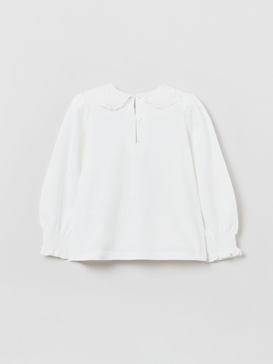 T-shirt con colletto in sangallo_1