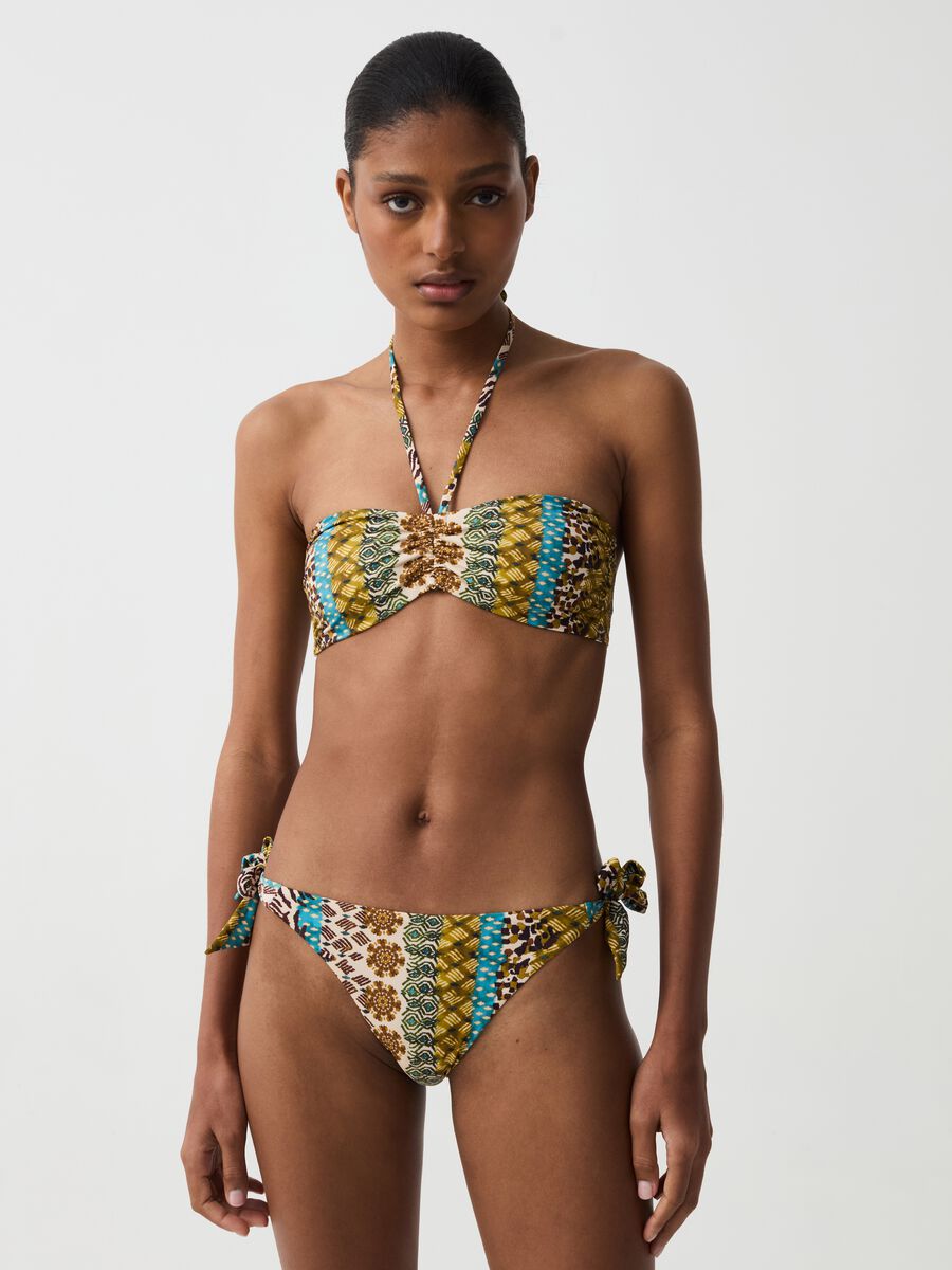 Top bikini a fascia con stampa etnica_0