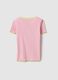 Pink elastic cotton girl's t-shirt, regular fit, with patch_1
