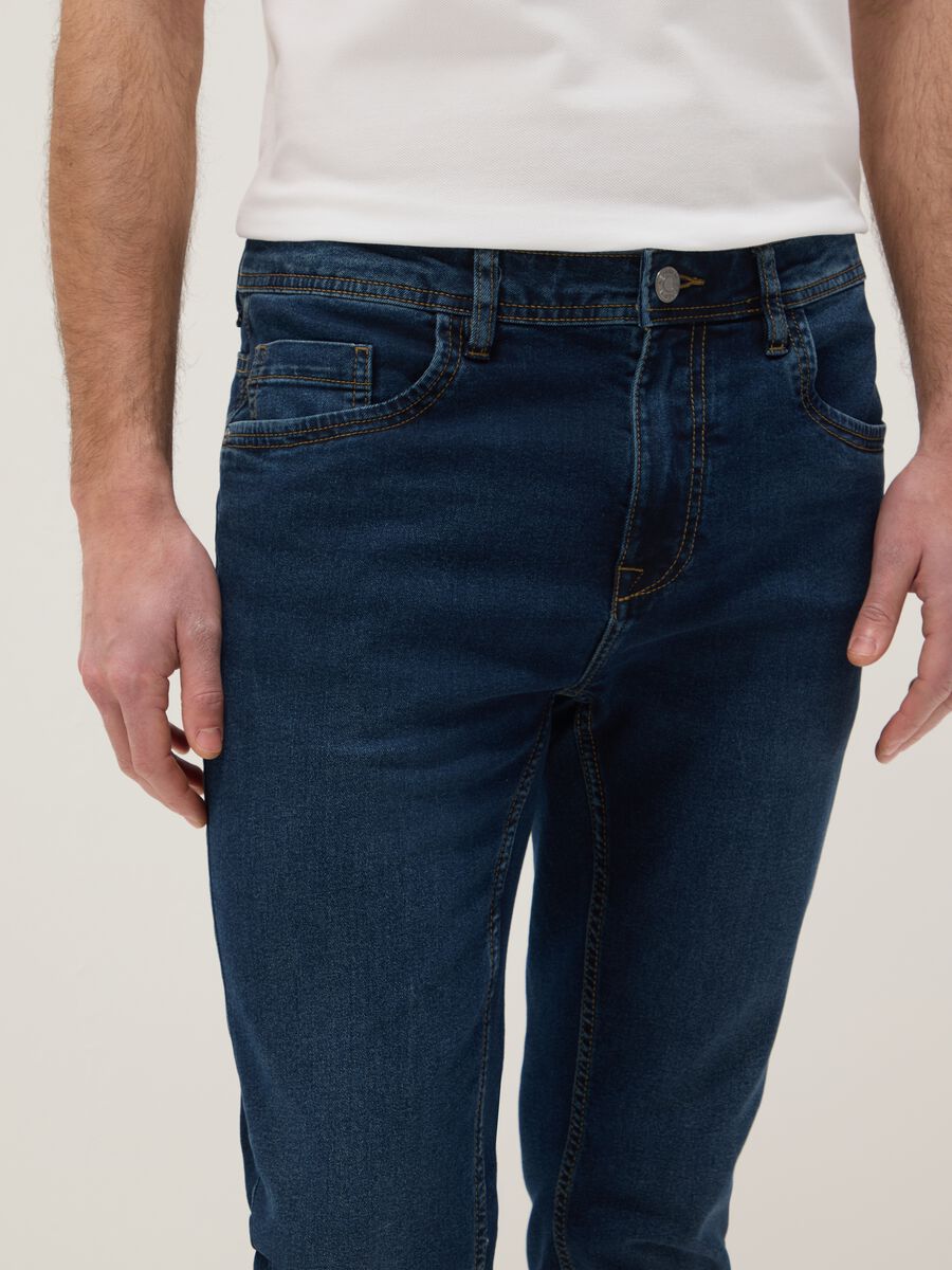 Blue Super Skinny Cotton Blend Jeans_3