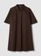 Brown pure cotton shirt dress_0