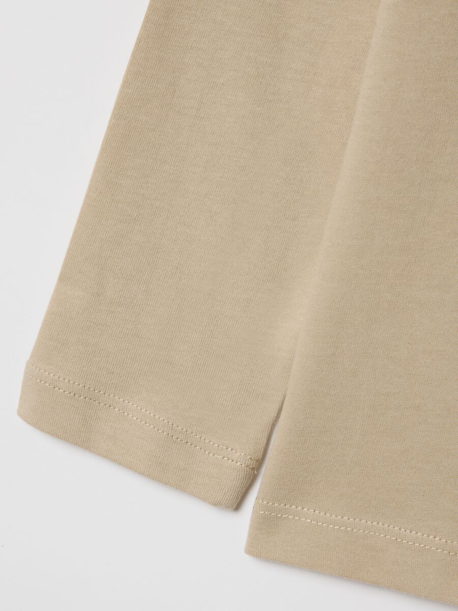 Children's beige pure cotton regular fit T-shirt with print_3
