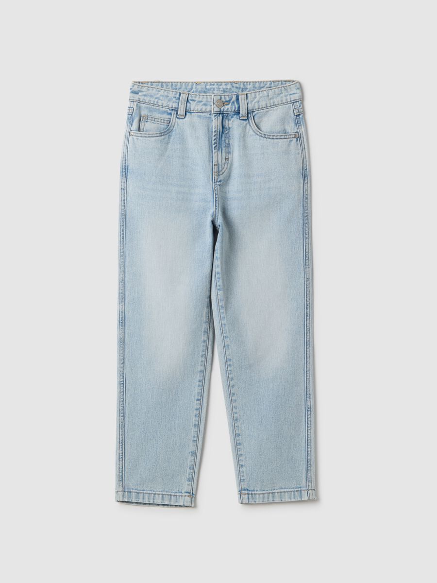 Jeans in puro cotone denim azzurro da ragazzo relaxed fit_3