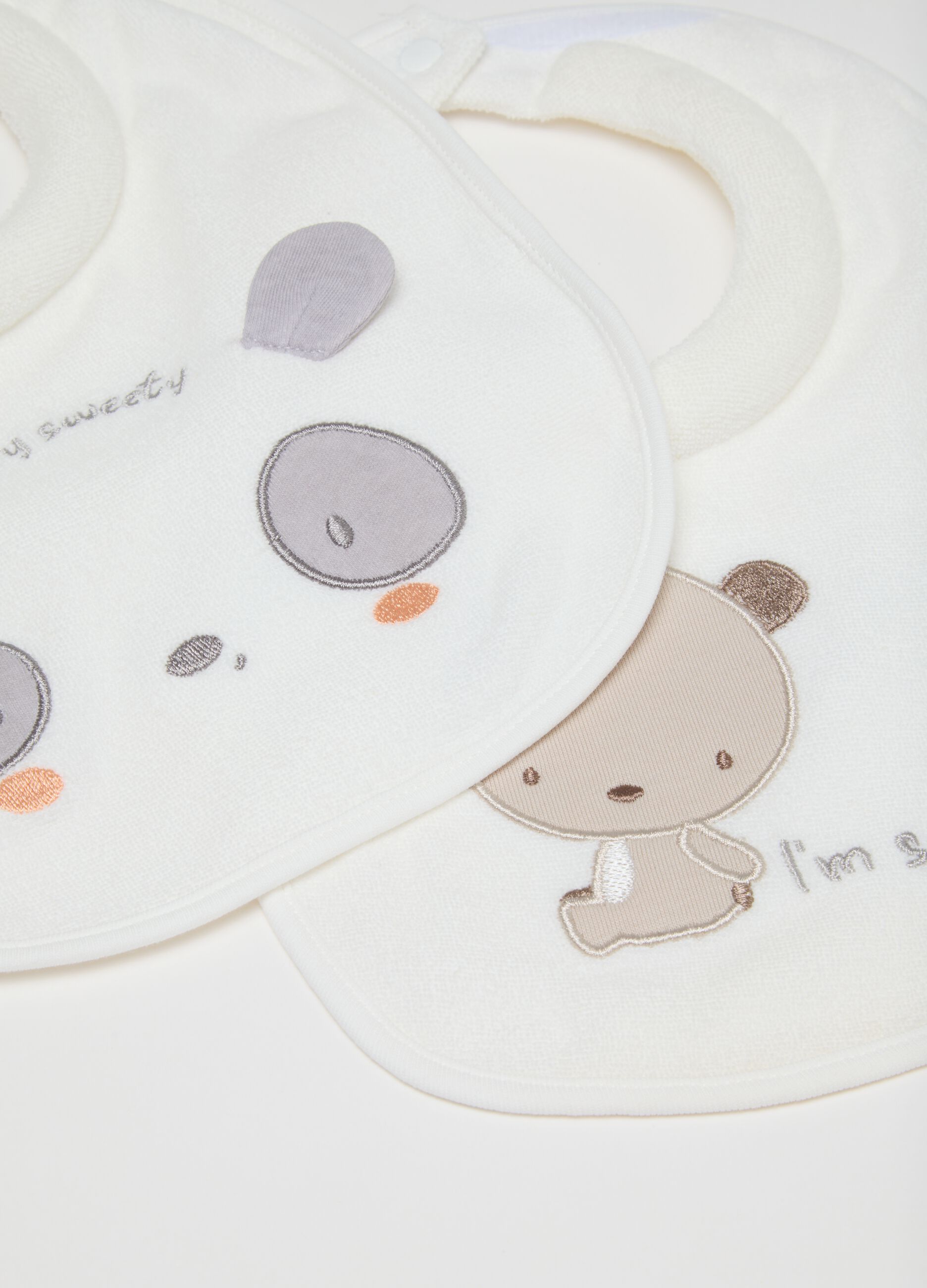 Newborn Bibs in Pure White Cotton with Embroidery