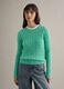Green pure cotton regular fit sweater with cable knit_0