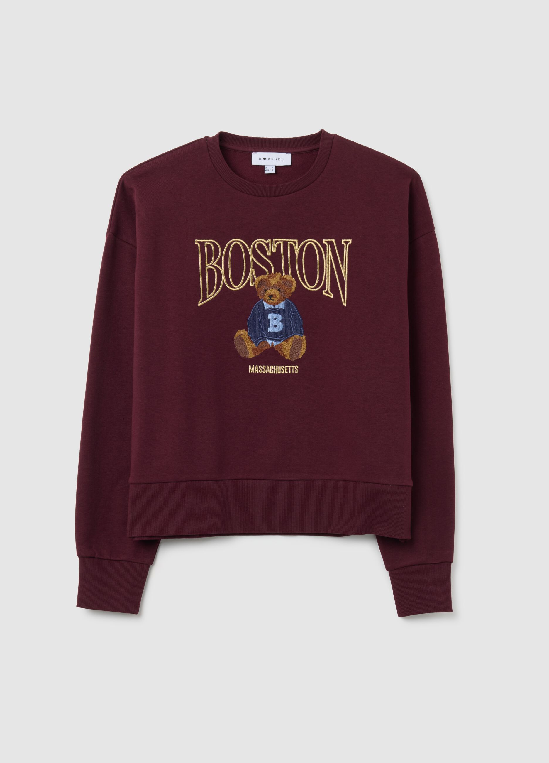 Red Cotton Blend Sweatshirt Regular Fit