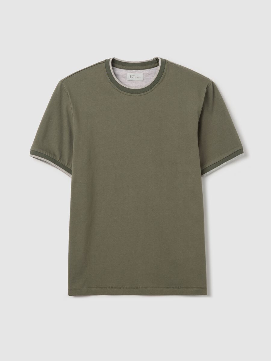 Green fitted T-shirt in cotton_4