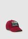 Red cotton baseball cap for kids with patch_0
