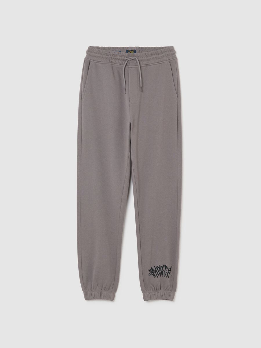 Jogger da ragazzo in puro cotone grigi regular fit_3