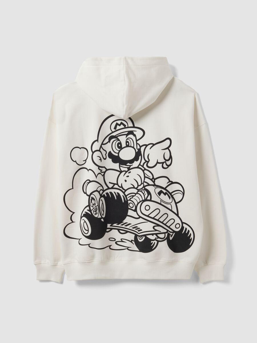 White pure cotton hoodie with Mario Kart print_6