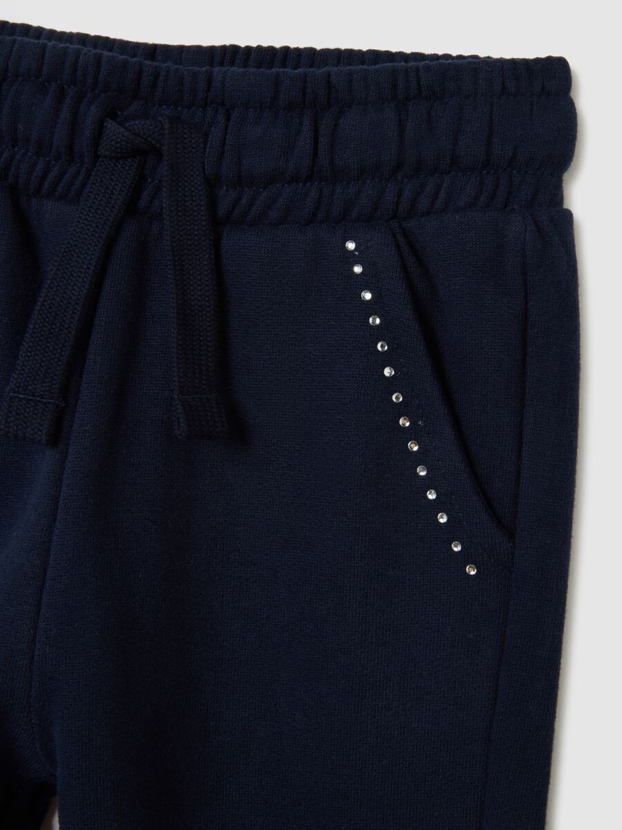 Girls' blue pure cotton joggers regular fit_2