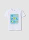 White pure cotton boys&rsquo; T-shirt, regular fit, with nautical print_0