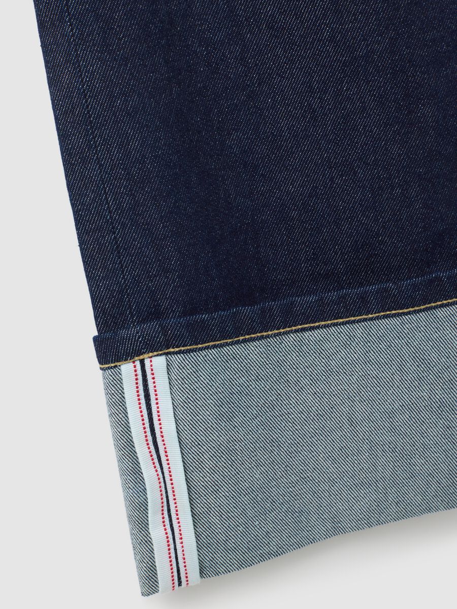 Straight-leg blue pure cotton jeans_6