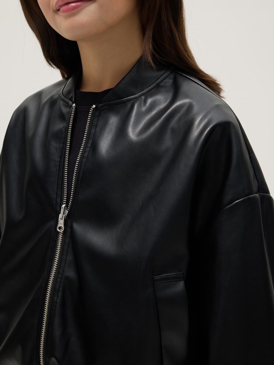 Giacca bomber nera da ragazza over fit_2