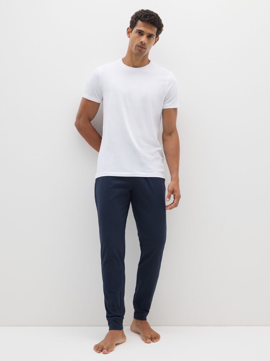 Pantaloni pigiama blu in cotone_2