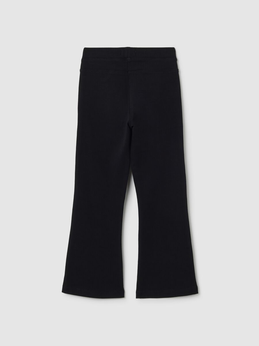 Treggings da bambina in misto cotone nero regular fit_1