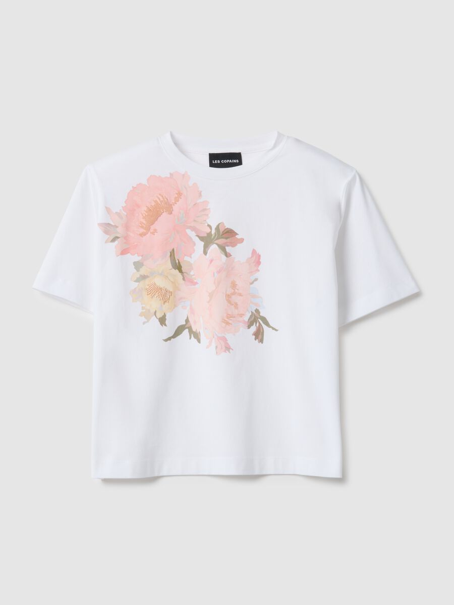 T-shirt in puro cotone multicolor regular fit con stampa floreale_4