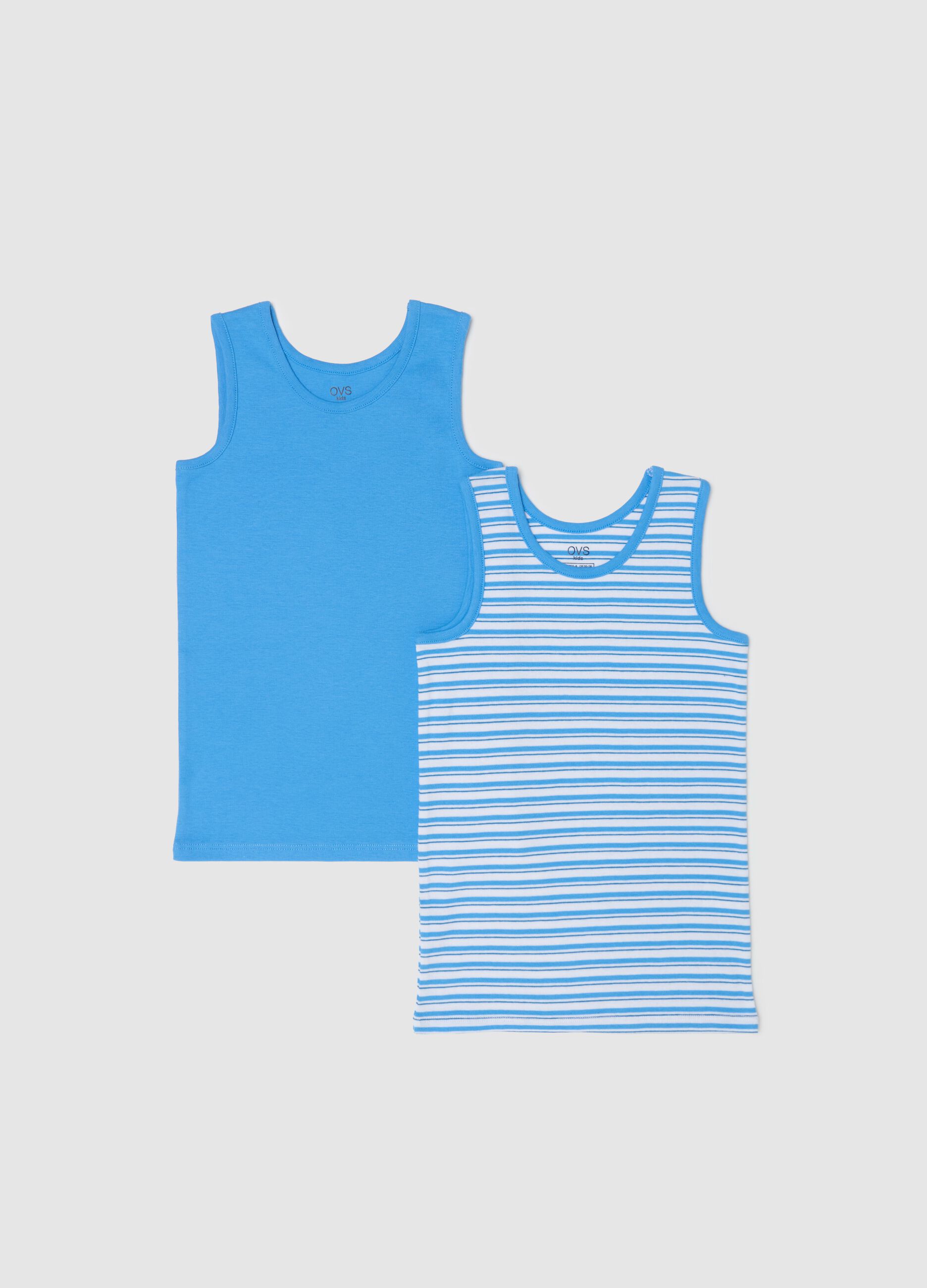 Two-pack racerback vests in striped organic cotton