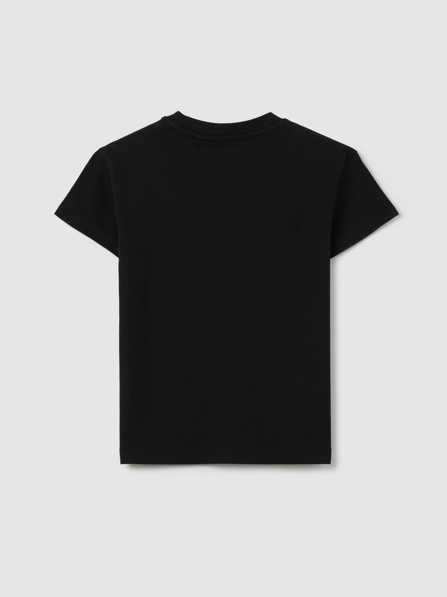 Black cotton T-shirt with lettering print_4