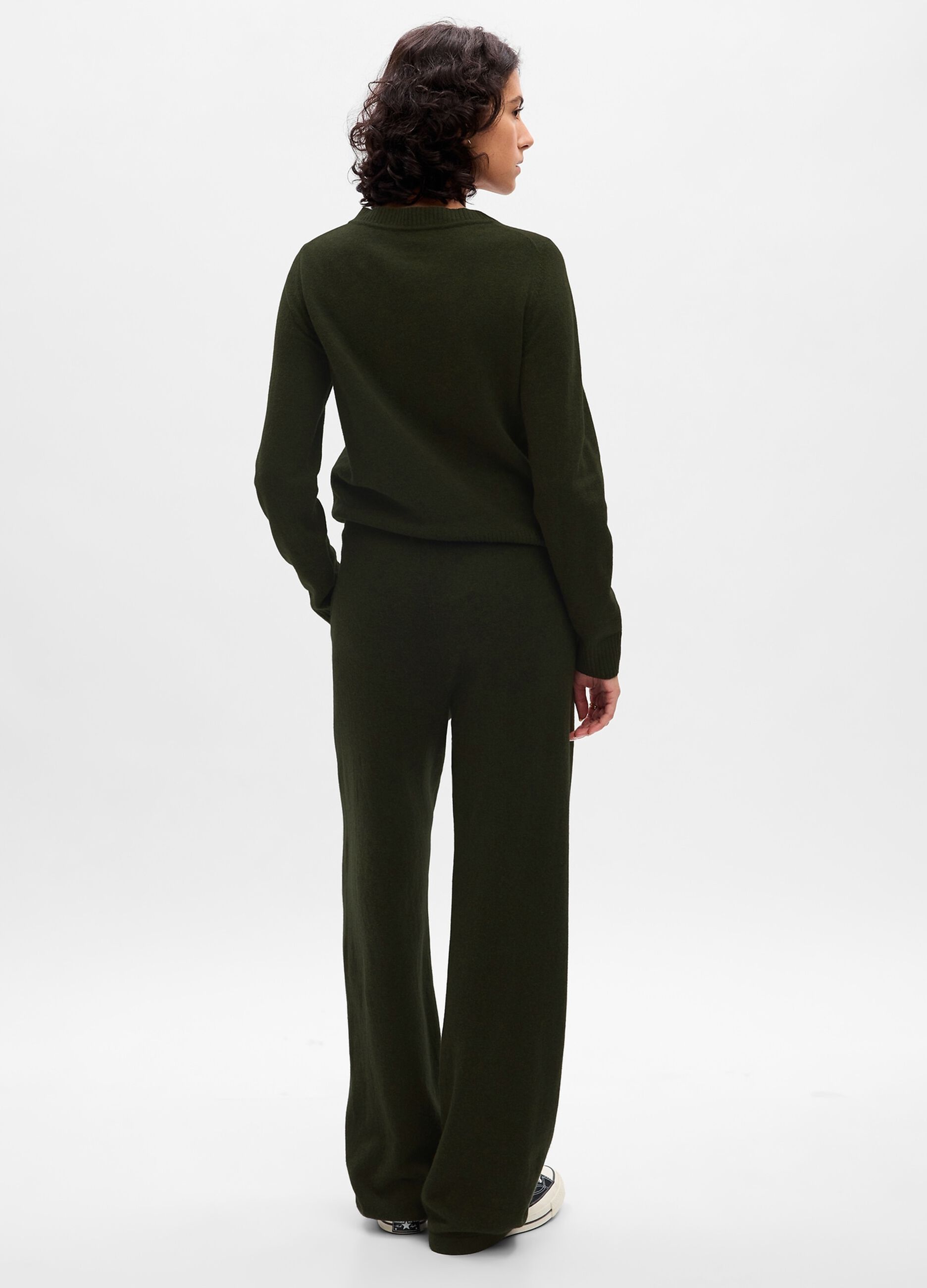 Joggers wide leg in maglia con coulisse