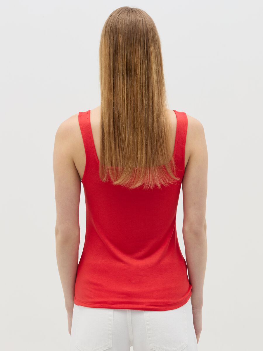 Basic red tank top in stretch viscose_3