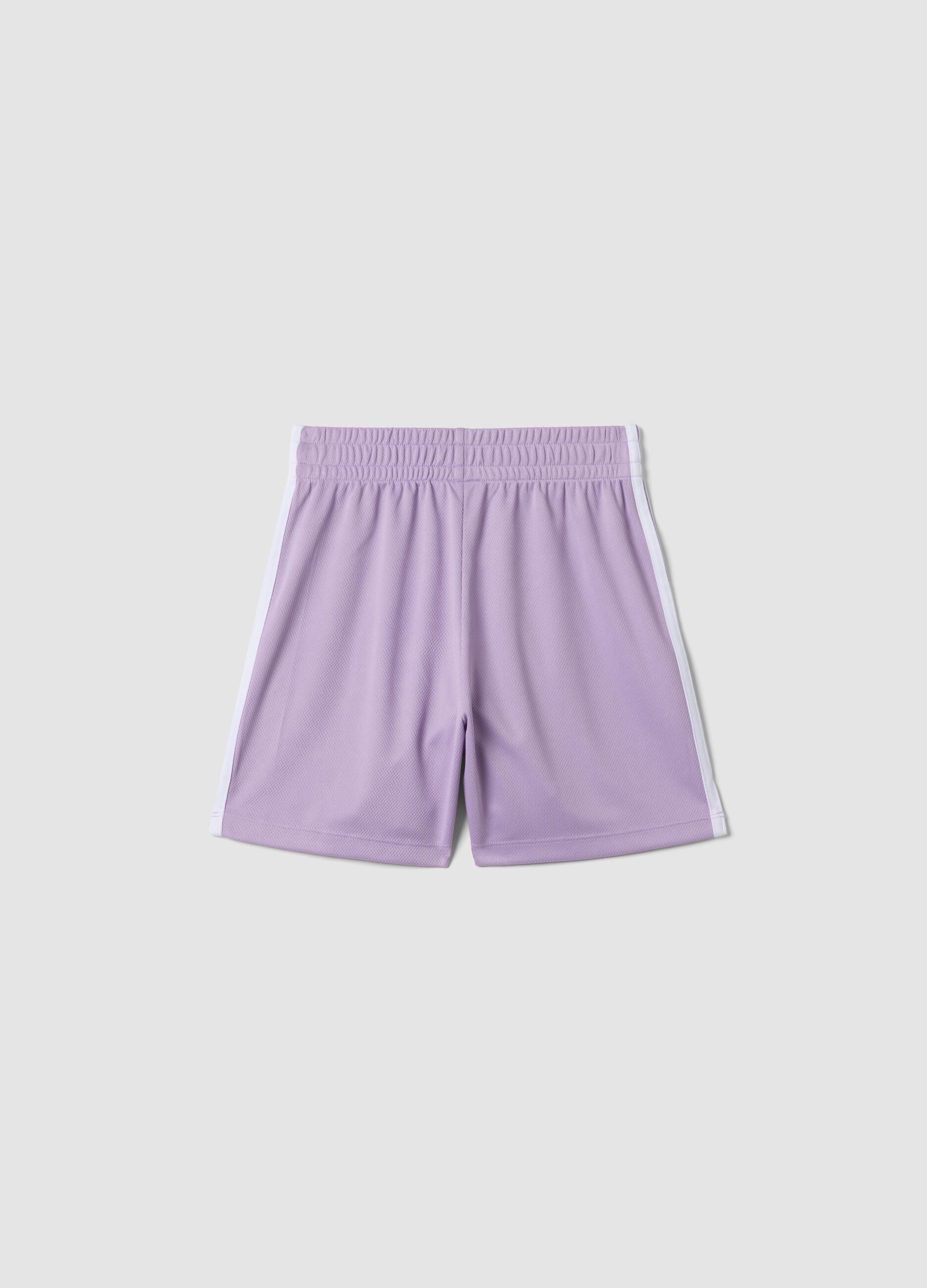 Girls&rsquo; purple sporty shorts with side stripes