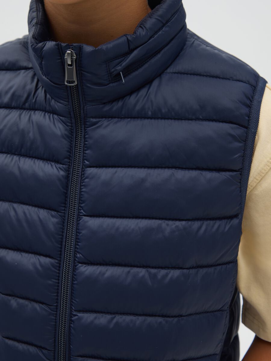 Boy's blue gilet with high collar_2