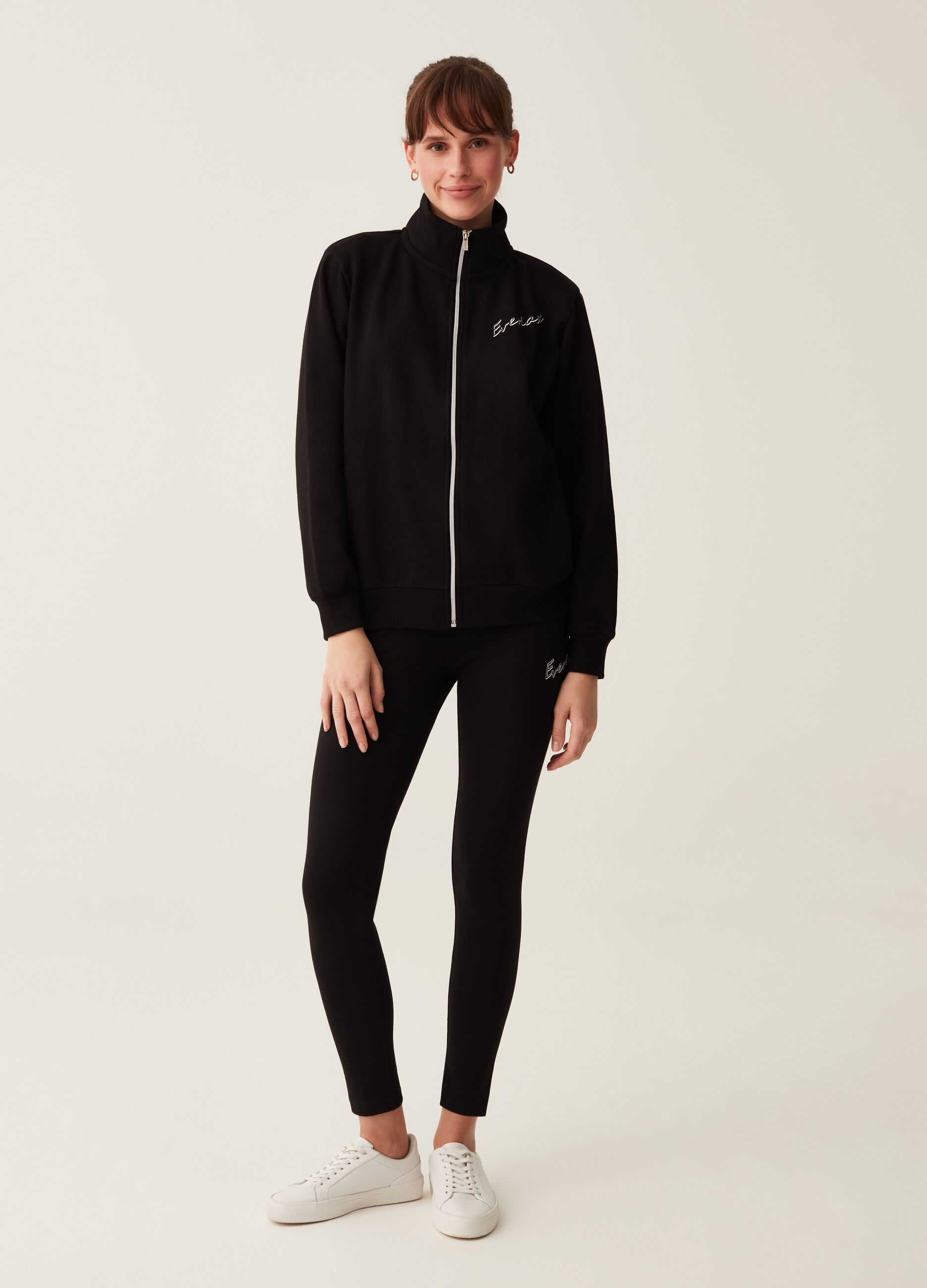 Leggings in cotone stretch con stampa_0
