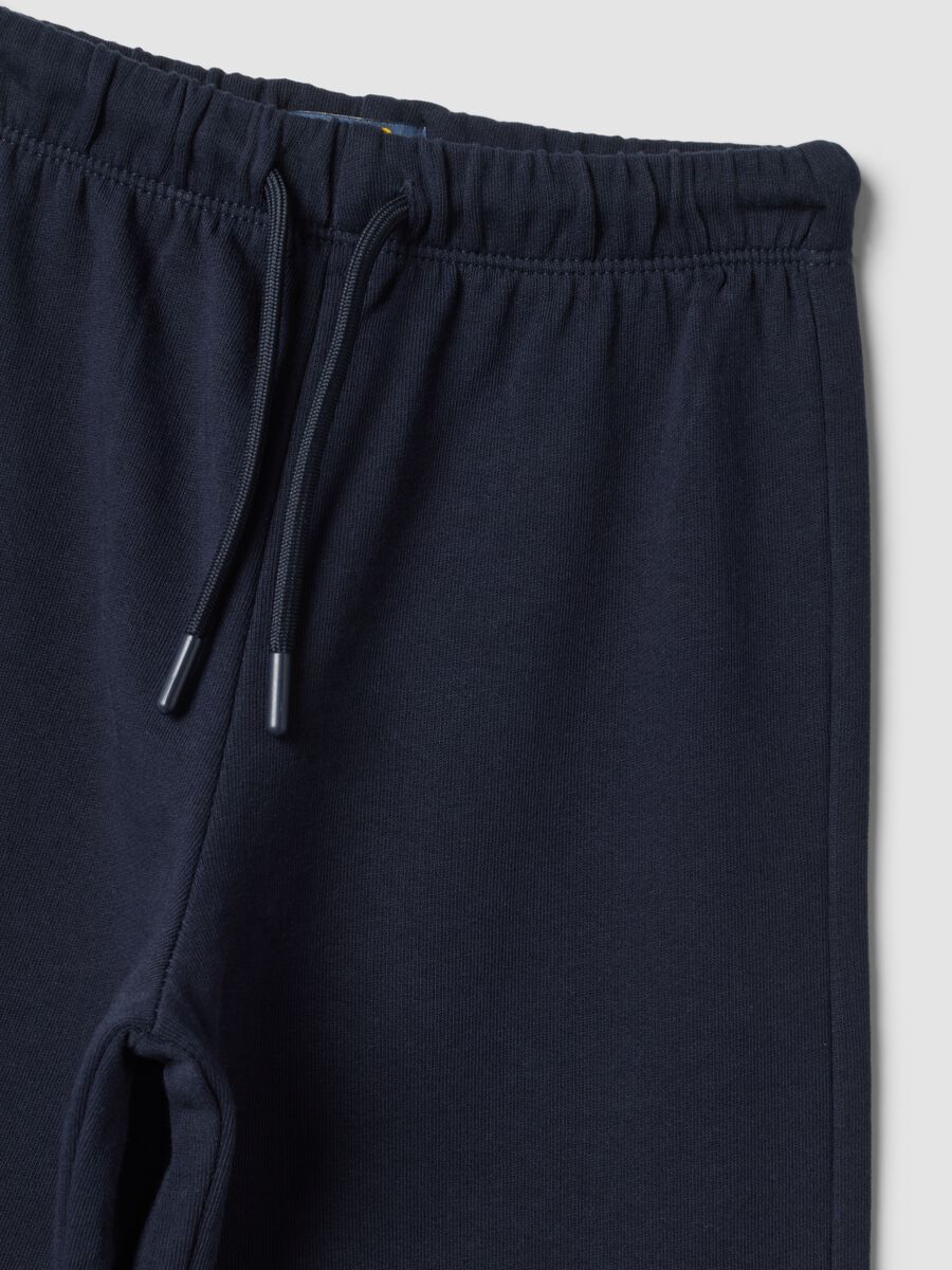 Pantaloni blu in puro cotone a gamba ampia_2
