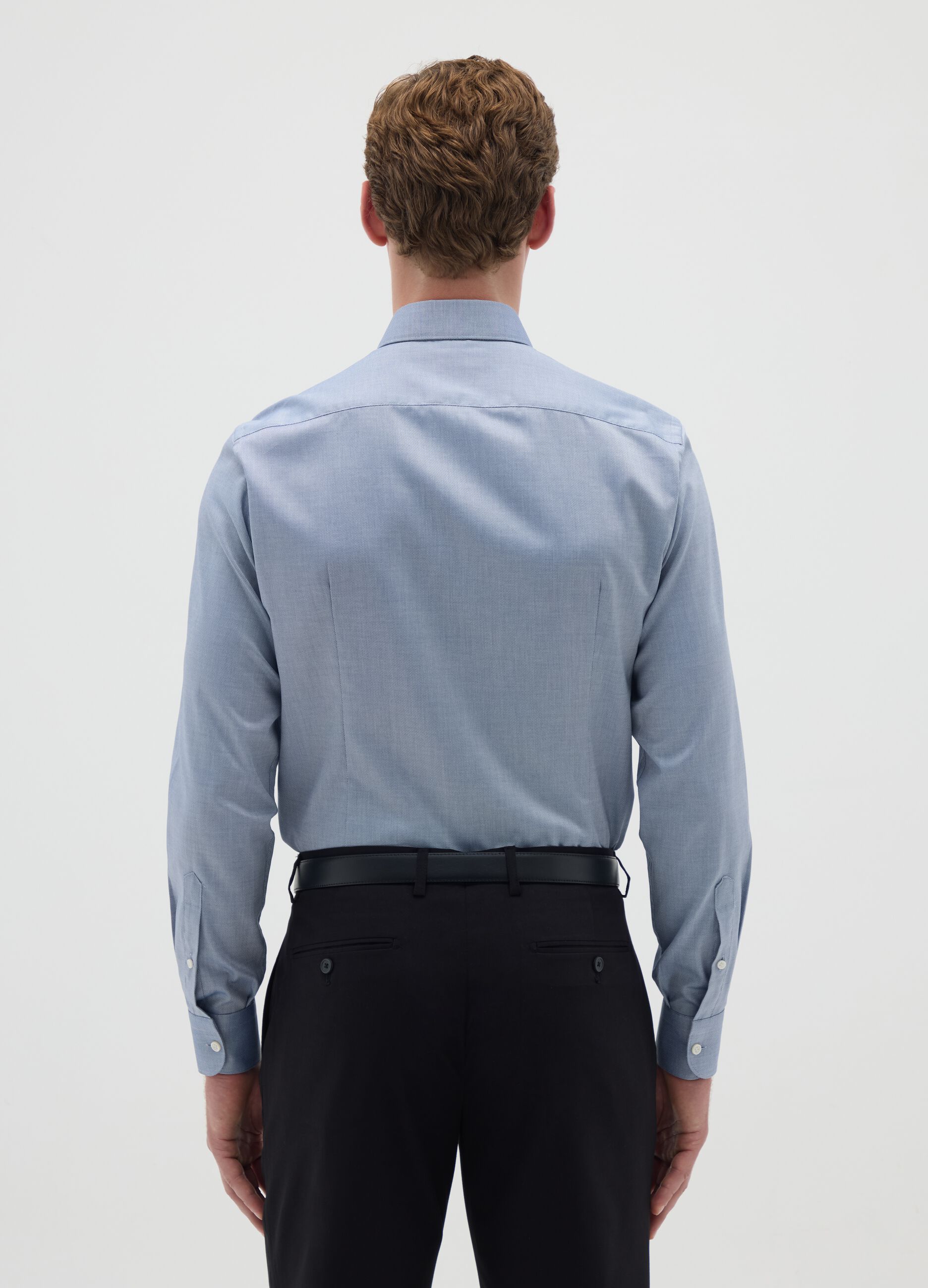 Men's pure cotton light blue slim fit shirt