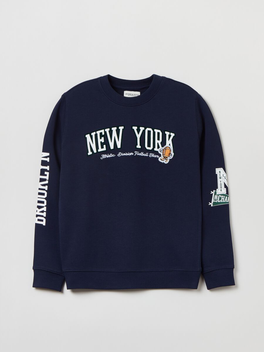 Felpa in French Terry con stampa e patch_0