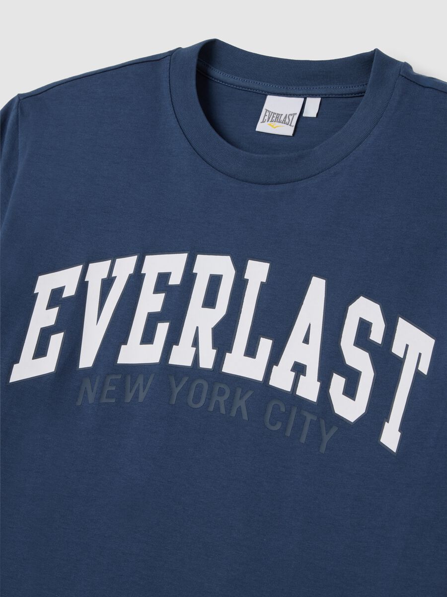 Blue Short Sleeve T-shirt with Everlast Logo Print_5