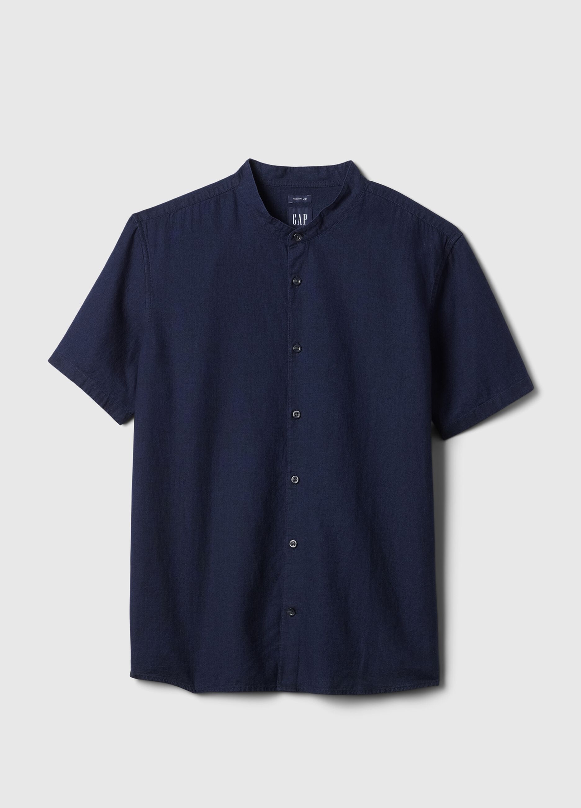 Short-sleeved shirt with Mandarin collar