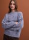 Blue m&eacute;lange crew-neck jumper in stretch wool_0