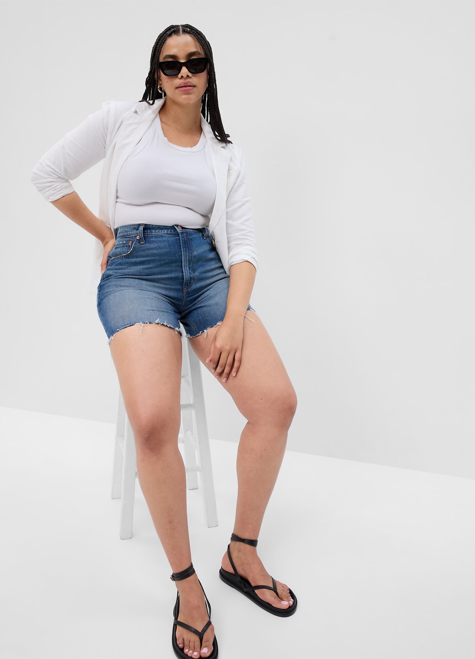Shorts in denim a vita alta_3
