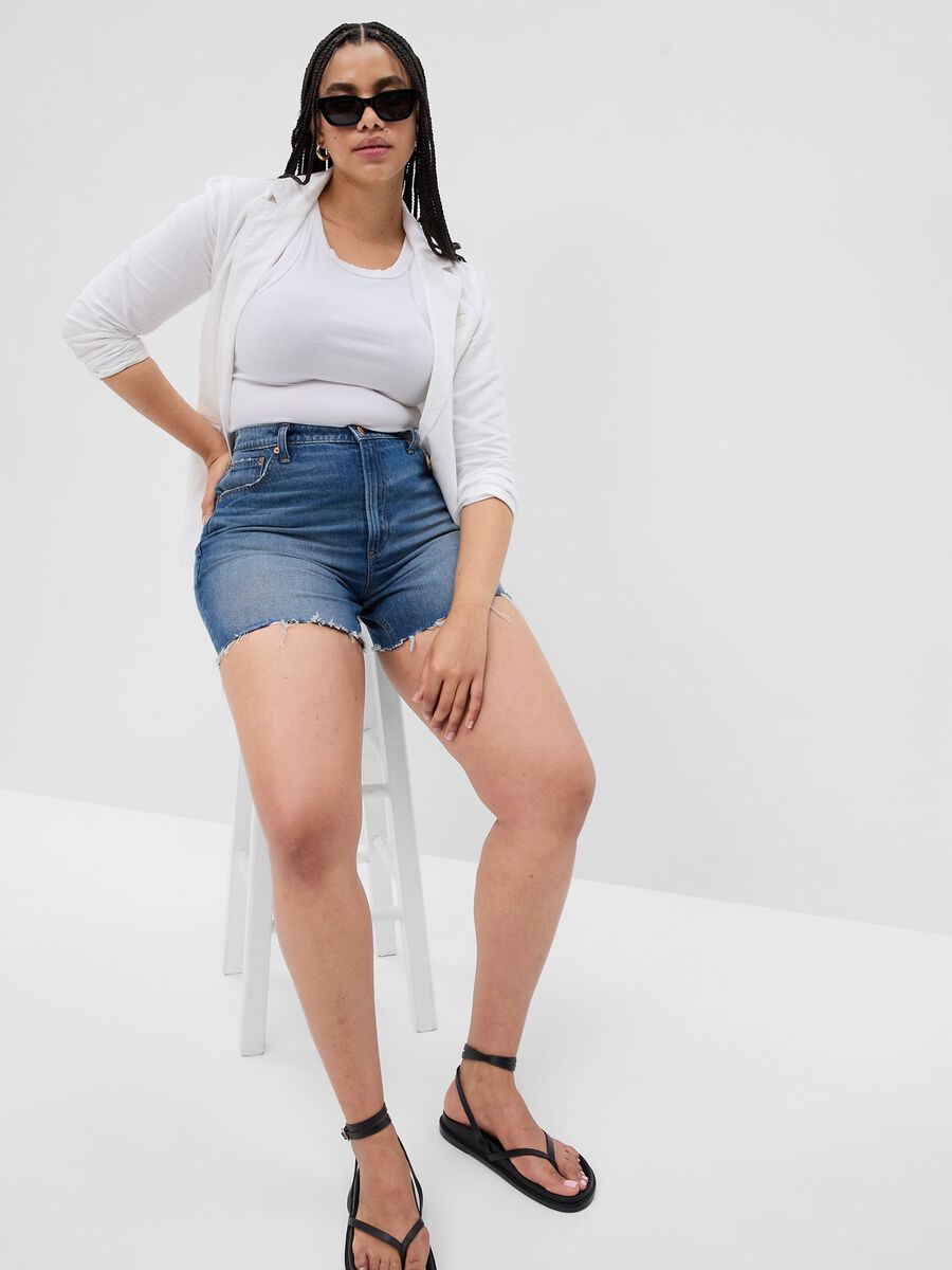 Shorts in denim a vita alta_3