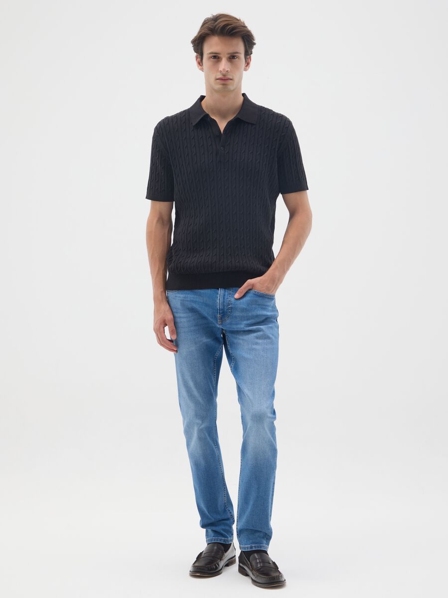 Jeans in cotone elasticizzato blu skinny fit_0