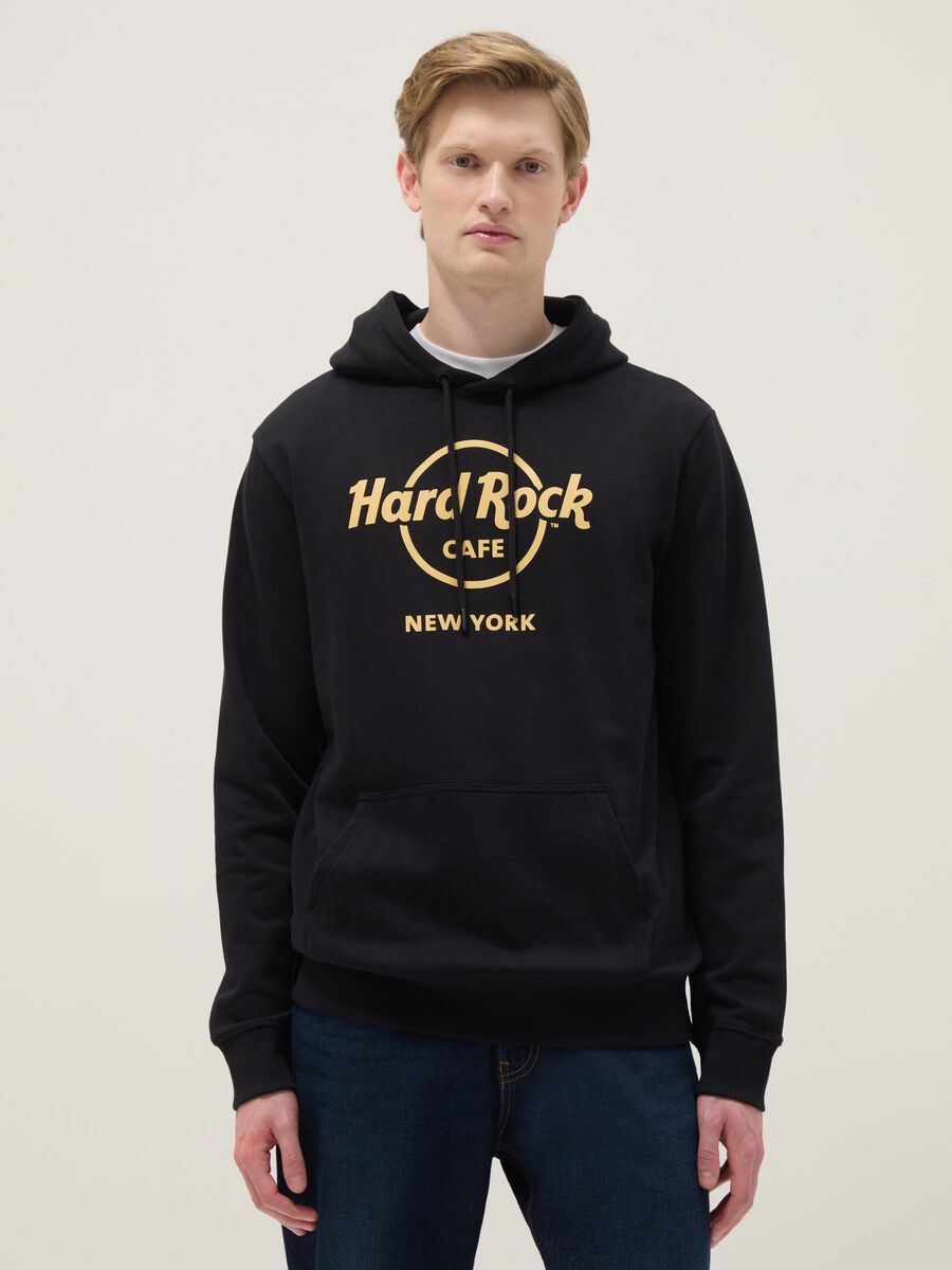 Felpa in puro cotone nera regular fit Hard Rock Cafe NY_0