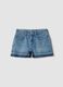 Blue pure cotton denim shorts for girls, straight fit_0