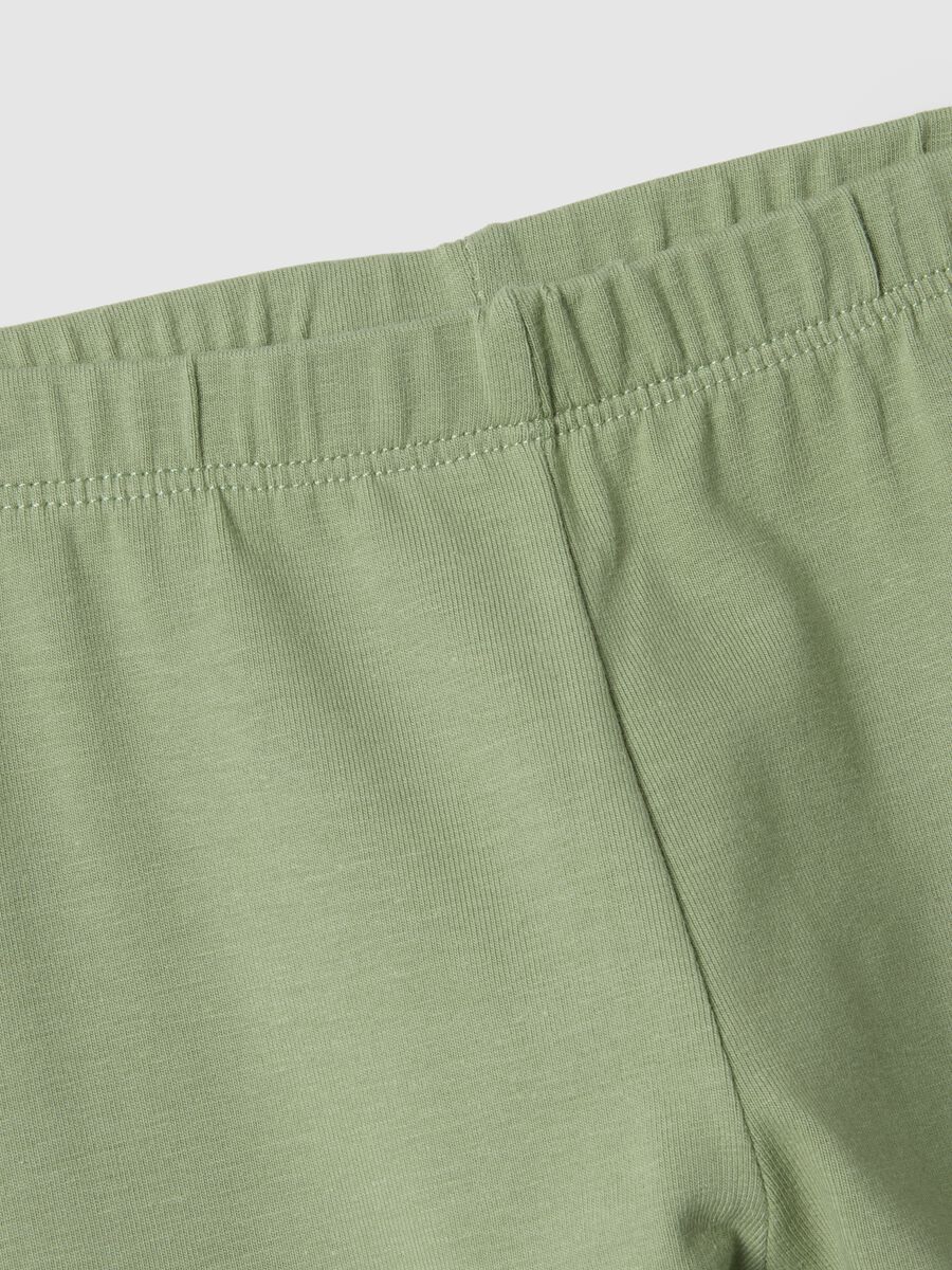 Girls' green stretch cotton slim fit leggings_2