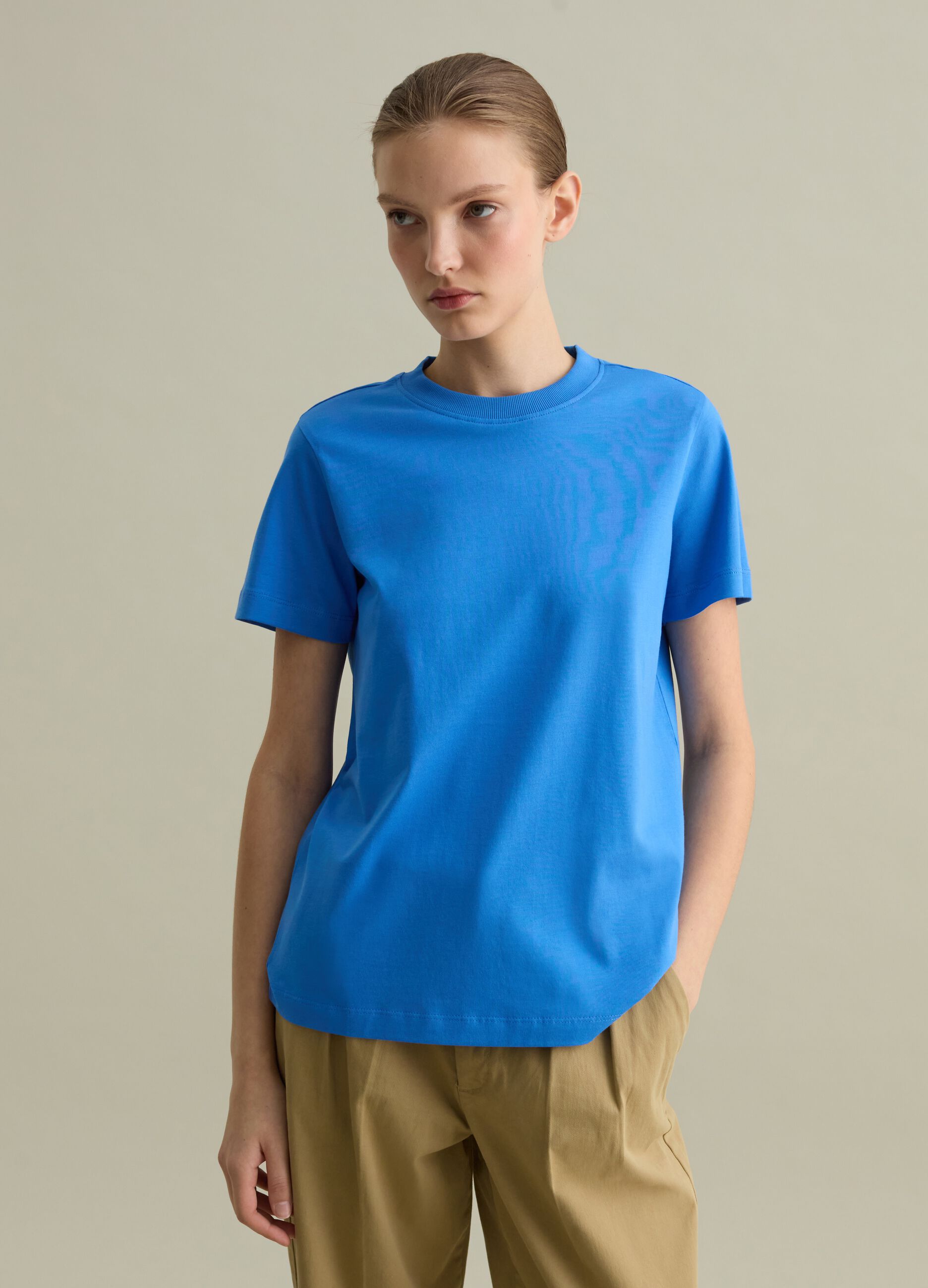 Cotton T-shirt with round neck