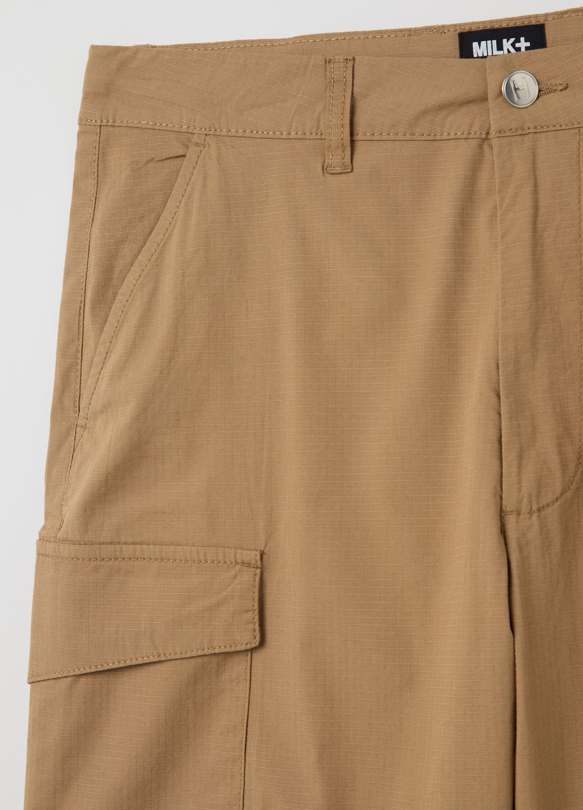 Short cargo da uomo in cotone elasticizzato beige regular fit