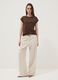 Brown pure cotton T-shirt with cut-out detailing_1
