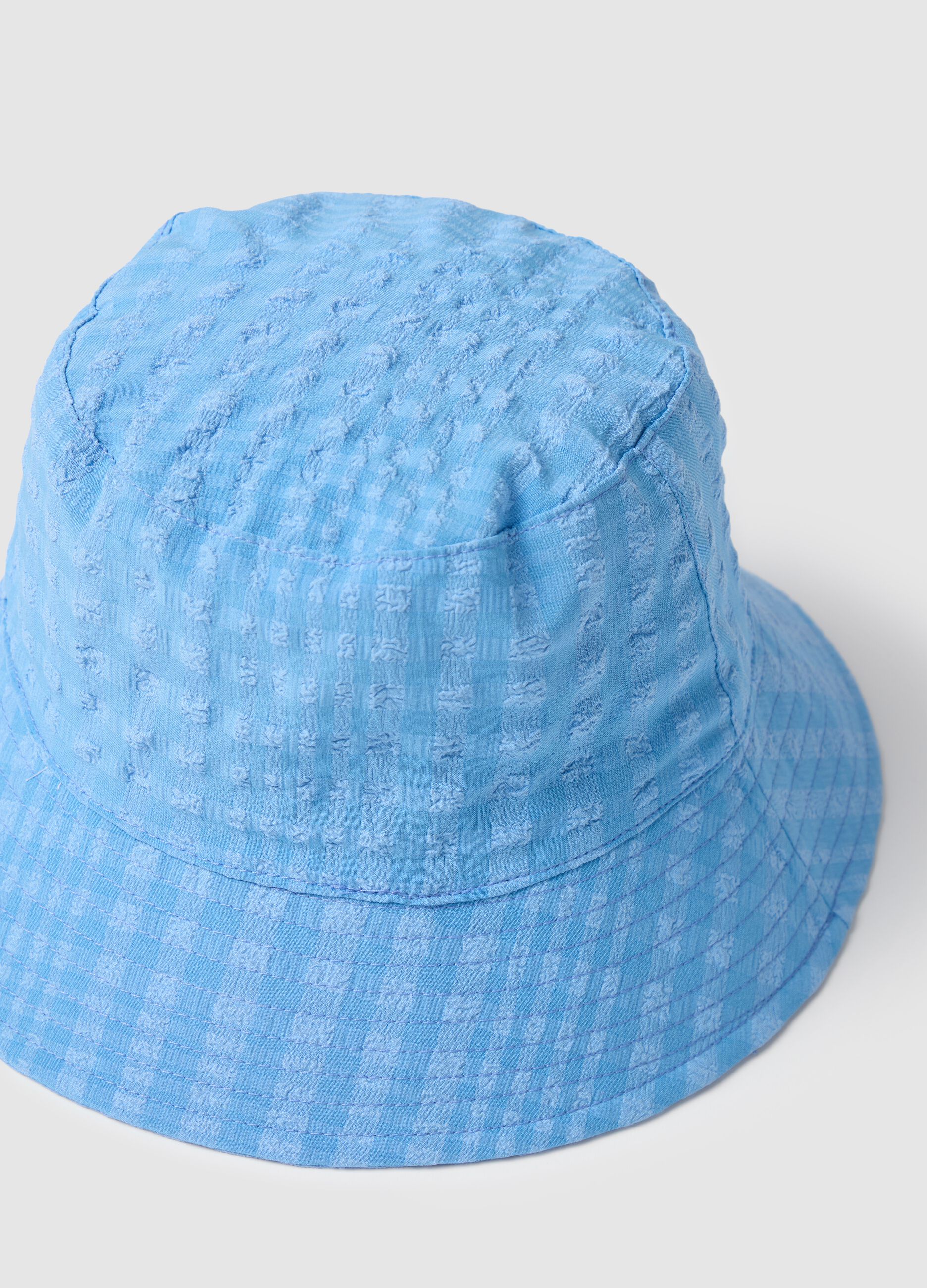 Women's blue fabric bucket hat