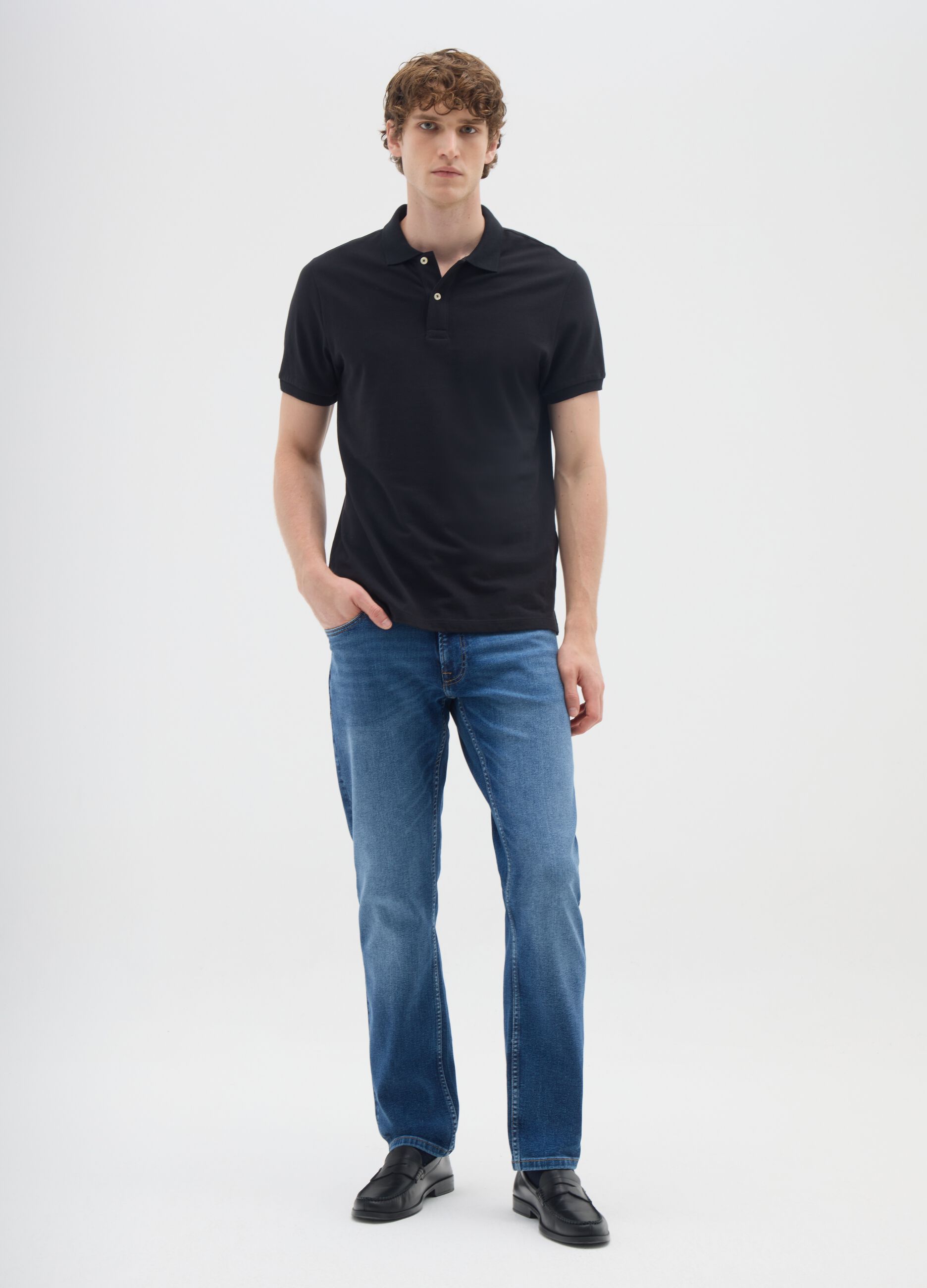 Jeans blu in denim elasticizzato