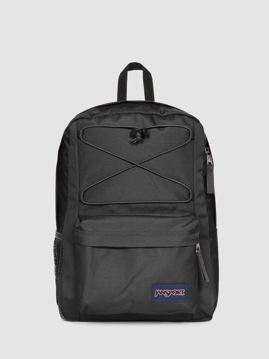 Zaino nero con tasca frontale e spallacci regolabili_0