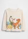 Beige long-sleeve t-shirt with dinosaur graphic_0