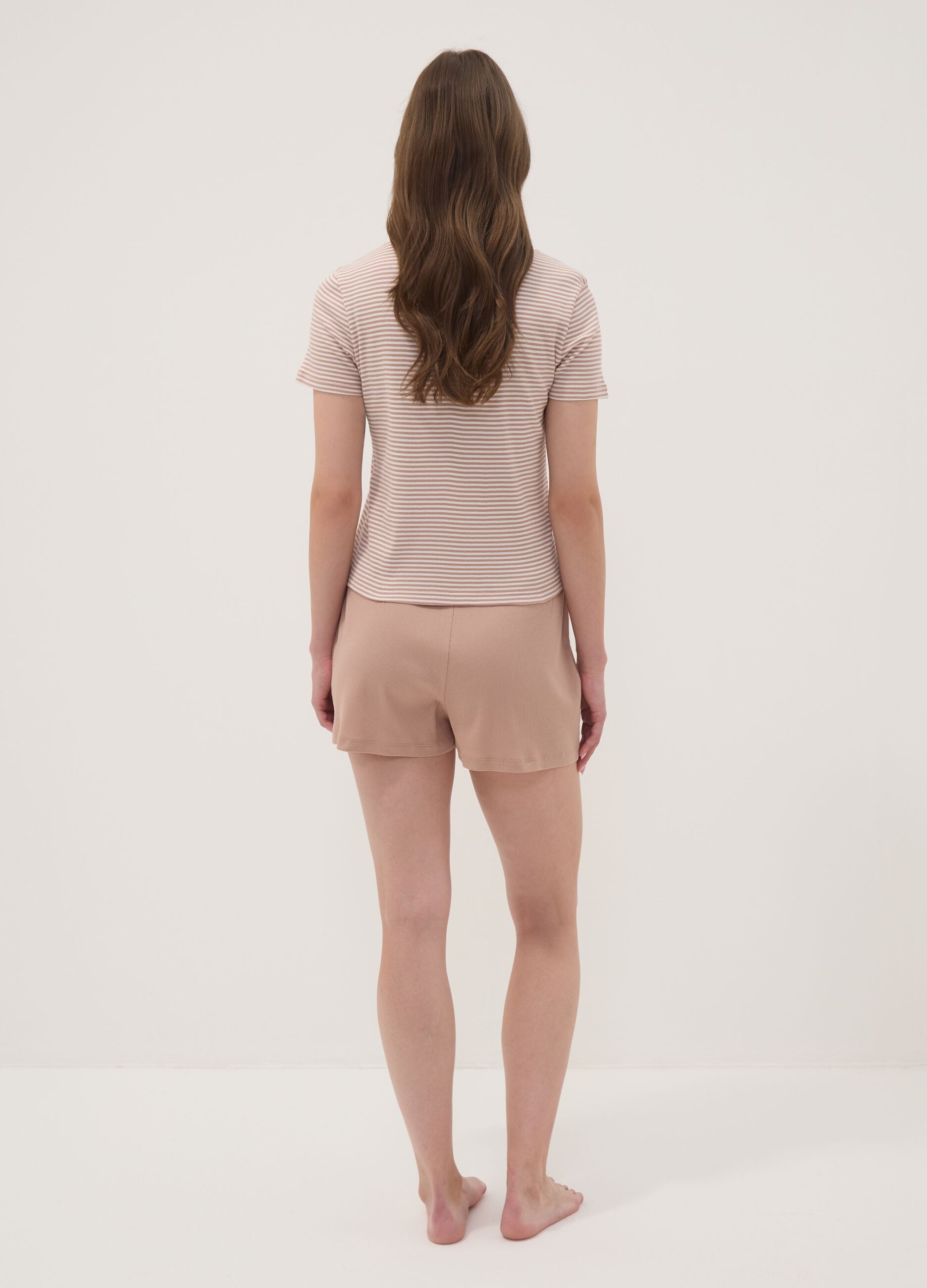 Multicolour pure organic cotton pyjamas with striped T-shirt and shorts