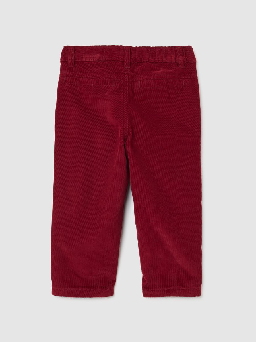 Pantaloni rossi da bambino in puro cotone a coste regular fit_1